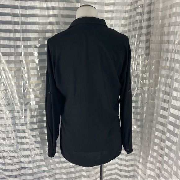 Nuage Black Long Sleeve Button Up Blouse - Picture 3 of 6